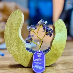 Jardin d'arbre de vie en améthyste violette sur socle en bois de manguier