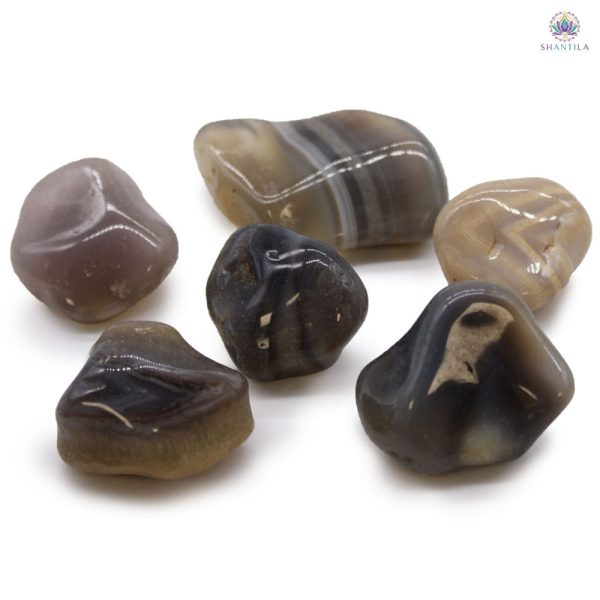 Sachet de 6 grandes Agates grises roulées, équilibre