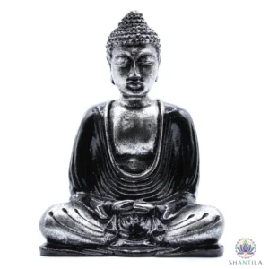 Bouddha noir et gris peint à la main par artisans balinais - Décoration zen et spirituelle