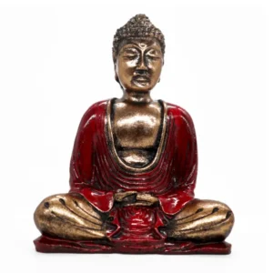 Statue Bouddha rouge et or moyen peinte à la main par artisans balinais