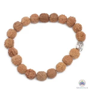Bracelet mala Rudraksha Bouddha en perles de bois naturel pour méditation et japa