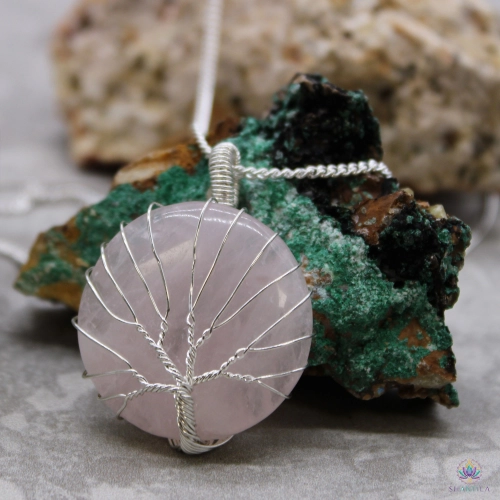 Collier Arbre de Vie Quartz Rose 2 Collier Arbre de Vie Quartz Rose – Image 2