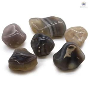 Sachet de 6 grandes Agates grises roulées, équilibre