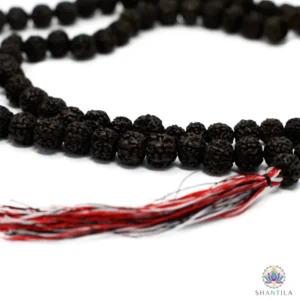 mala bois rudraksha pompon tradition indonesienne