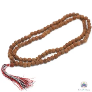 Mala Rudraksha Naturel 108 Perles avec Pompon pour Méditation et Mantras