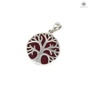 Pendentif rond Arbre de Vie en argent 925 avec texture effet corail organique 22mm