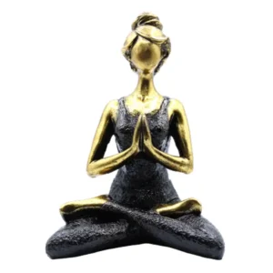 Statuette femme en posture de yoga bronze et noir 24cm artisanale Indonésie