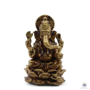 Statuette Ganesh en laiton doré de 30 mm, dieu à tête d'éléphant assis