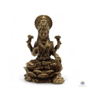 Statuette Lakshmi en laiton doré de 30 mm assise sur un lotus