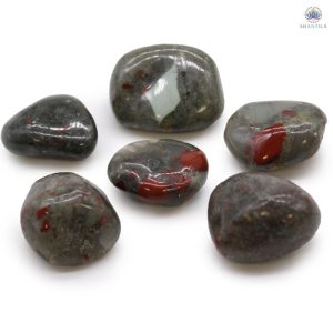 Sachet de 6 grandes pierres roulées Héliotrope vert et rouge (pierre de sang)