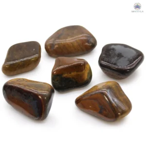 Sachet de 6 grandes pierres d'Œil de Tigre bigarré aux reflets dorés et sombres