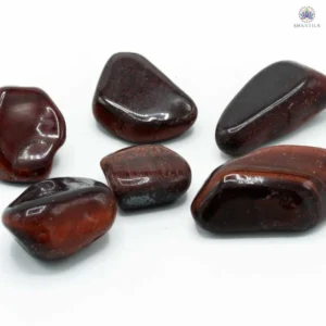Sachet de 6 grandes pierres roulées d'Œil de Tigre Rouge aux reflets acajou