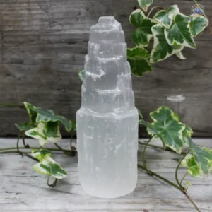 Tour de Sélénite naturelle 15 cm pierre de purification