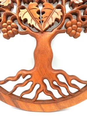 decoration murale arbre de vie raisins bois naturel artisanat indonesien