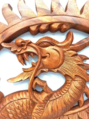 decoration murale dragon bois naturel spirituel