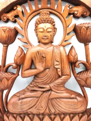 decoration murale zen bouddha lotus artisanal