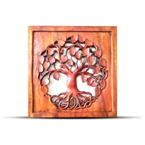 Panneau décoratif Arbre de Vie rond 40x40 cm - Sculpture murale spirituelle