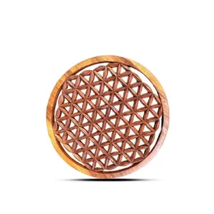 Panneau décoratif en bois sculpté Fleur de Vie 30cm symbole géométrie sacrée