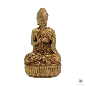 Statuette Bouddha en laiton doré de 48 mm assise en méditation, vue de face